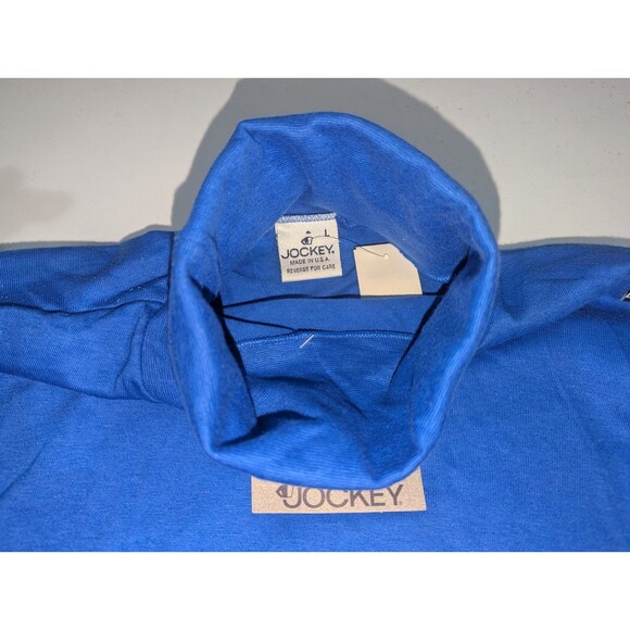 NEW NOS VTG L Jockey Mens Turtleneck Blue All Cotton USA - Picture 2 of 4